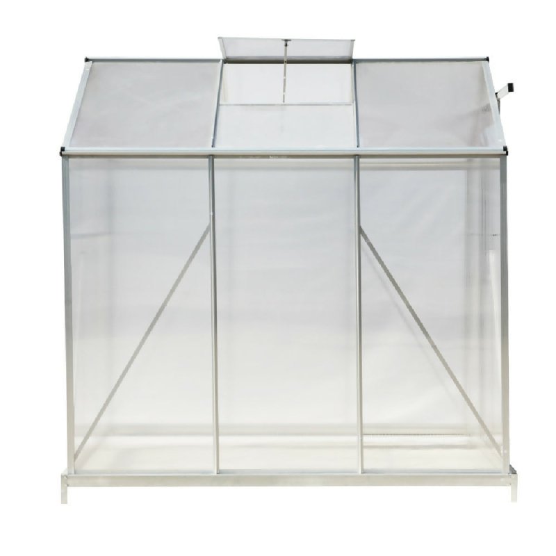 6ft × 6ft Greenhouse Polycarbonate Aluminium Greenhouse with Window, Sliding Door, and Foundation - Greenhouse - British D'sire