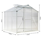 6ft × 6ft Greenhouse Polycarbonate Aluminium Greenhouse with Window, Sliding Door, and Foundation - Greenhouse - British D'sire