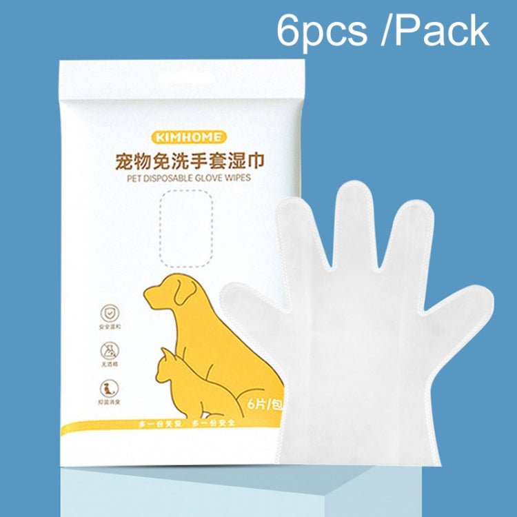 6pcs /Pack KIMHOME Pet No - Rinse Gloves Wipes Dogs Cats Bathing Deodorizing Cleaning Dry Cleaning Pet Supplies - British D'sire Main image