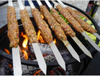 6pcs Turkish Adana Kebab BBQ Skewers. Stainless Steel Flat Wide Barbecue Skewers Length 57.5cm, Width 2.4cm and 2.5mm Thick - Barbecue Skewers - British D'sire