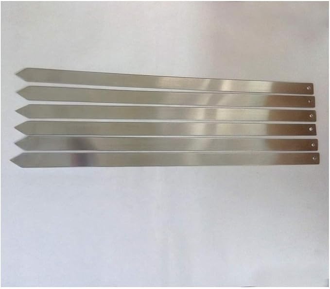 6pcs Turkish Adana Kebab BBQ Skewers. Stainless Steel Flat Wide Barbecue Skewers Length 57.5cm, Width 2.4cm and 2.5mm Thick - Barbecue Skewers - British D'sire