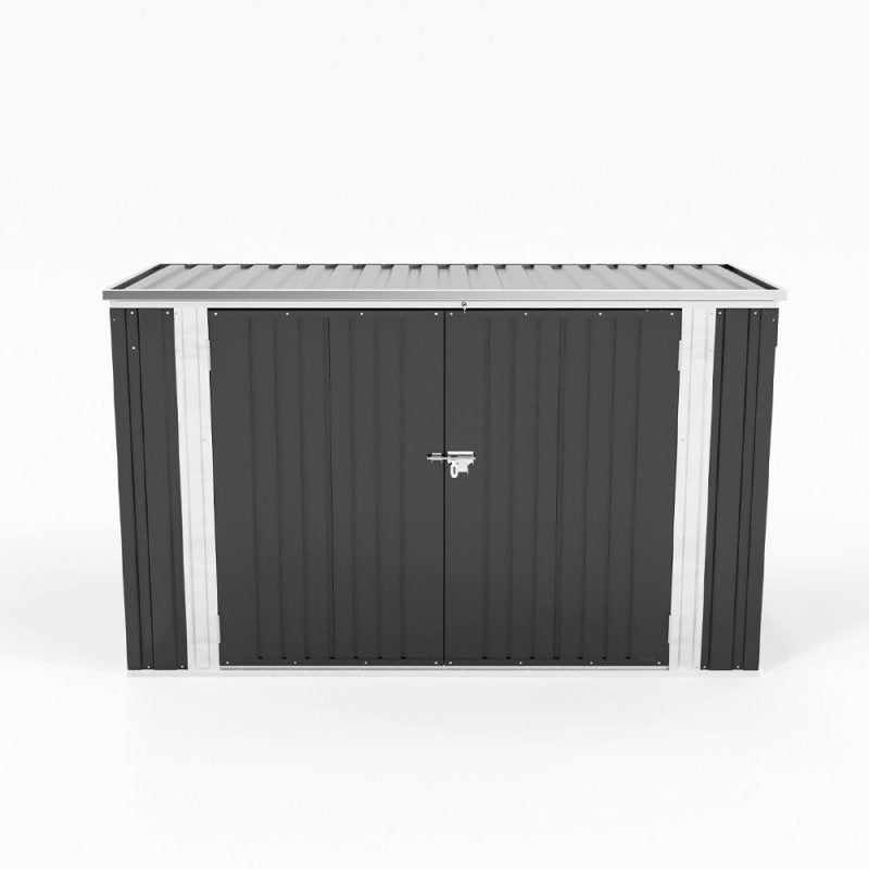7 x 3 ft Lockable Steel Garden Metal Junk/Bike Storage Shed Charcoal Black - Storage Shed - British D'sire