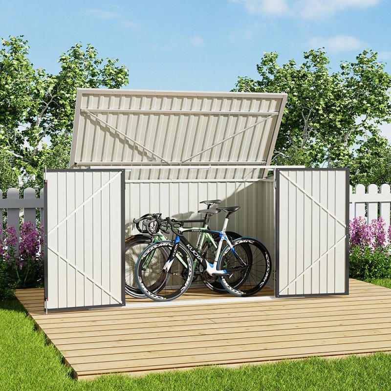 7 x 3 ft Lockable Steel Garden Metal Junk/Bike Storage Shed Charcoal Black Secondary image