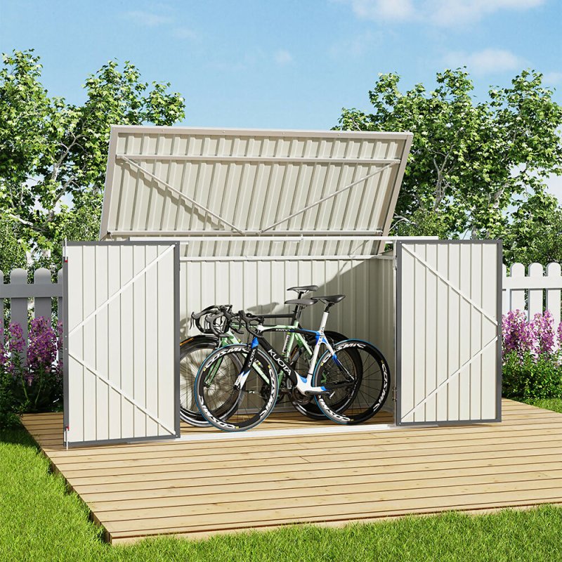 7 x 3 ft Lockable Steel Garden Metal Junk/Bike Storage Shed, Grey Secondary image