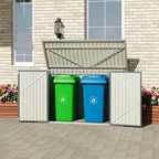 7 x 3 ft Lockable Steel Garden Metal Junk/Bike Storage Shed, Grey - Storage Shed - British D'sire
