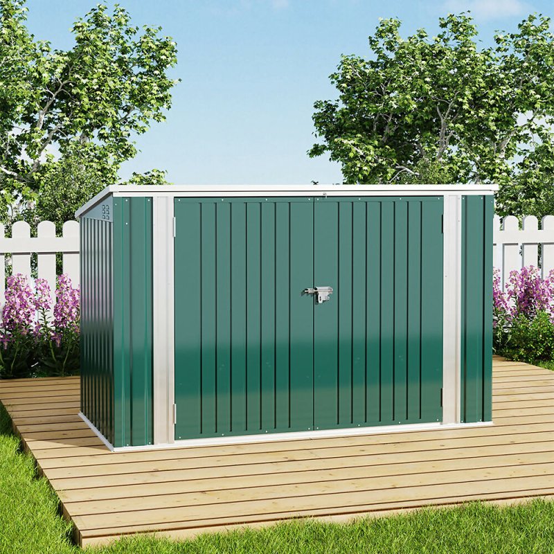 7 x 3 ft Metal Garden Bicycle Storage Shed Bike Store Outdoor Tool Bike Storage, Dark Green - Storage Shed - British D'sire Main image