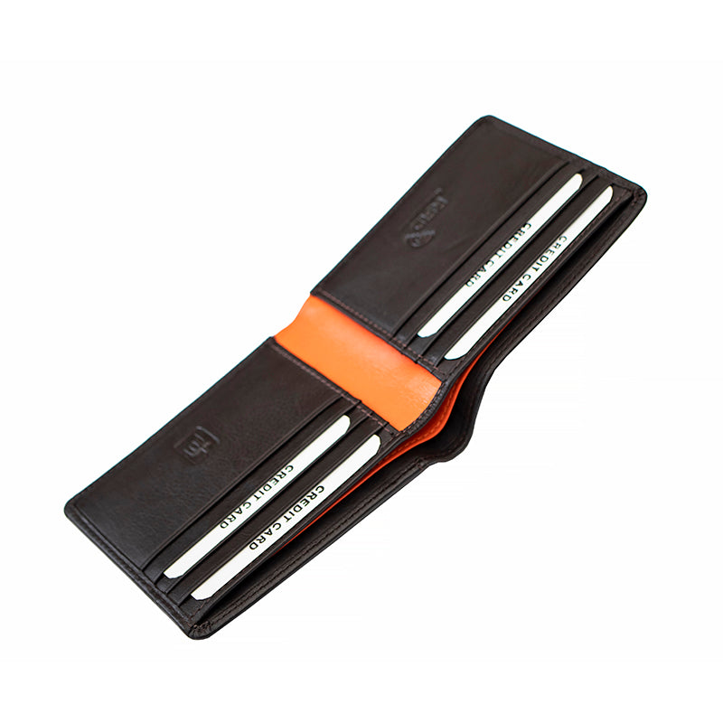 Elite RFID Leather Bifold Wallet with Colour Trim - 7100