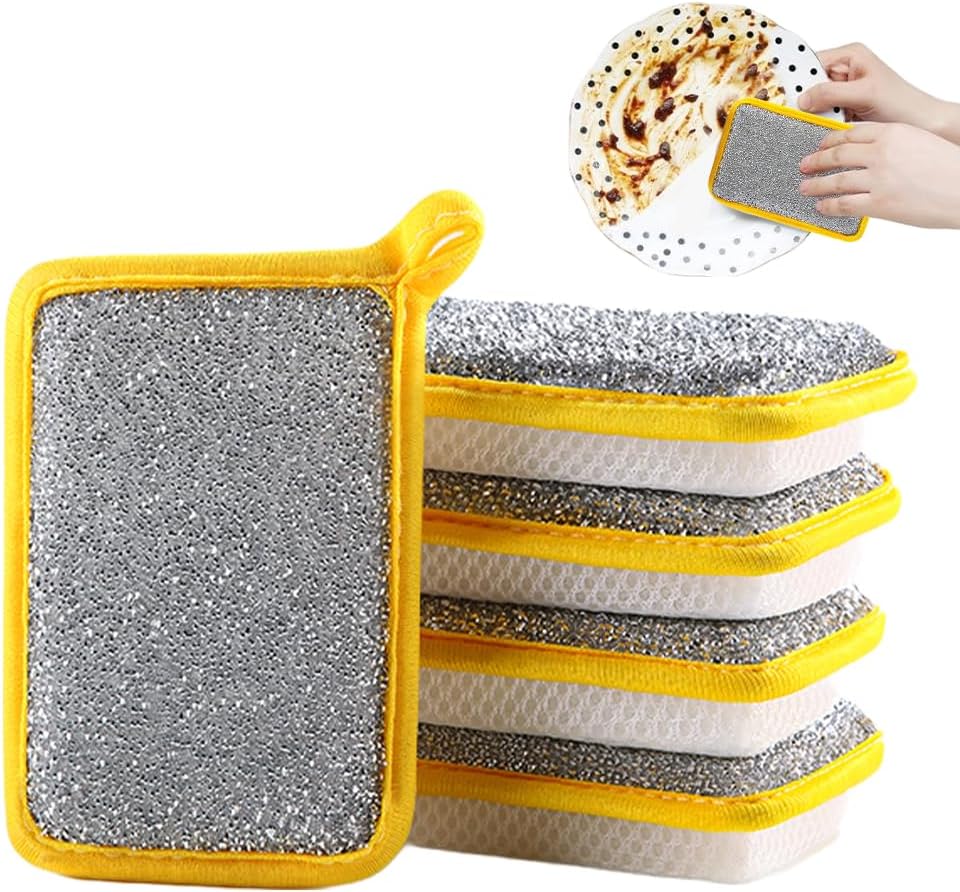 Washing up Sponge, Double Sided Kitchen Dishcloth, Multi-Purpose Absorbent Sponge, Bowl Dish Cleaning Pad Scrubber,Kitchen Dishwashing Cleaning Tool (5pcs)