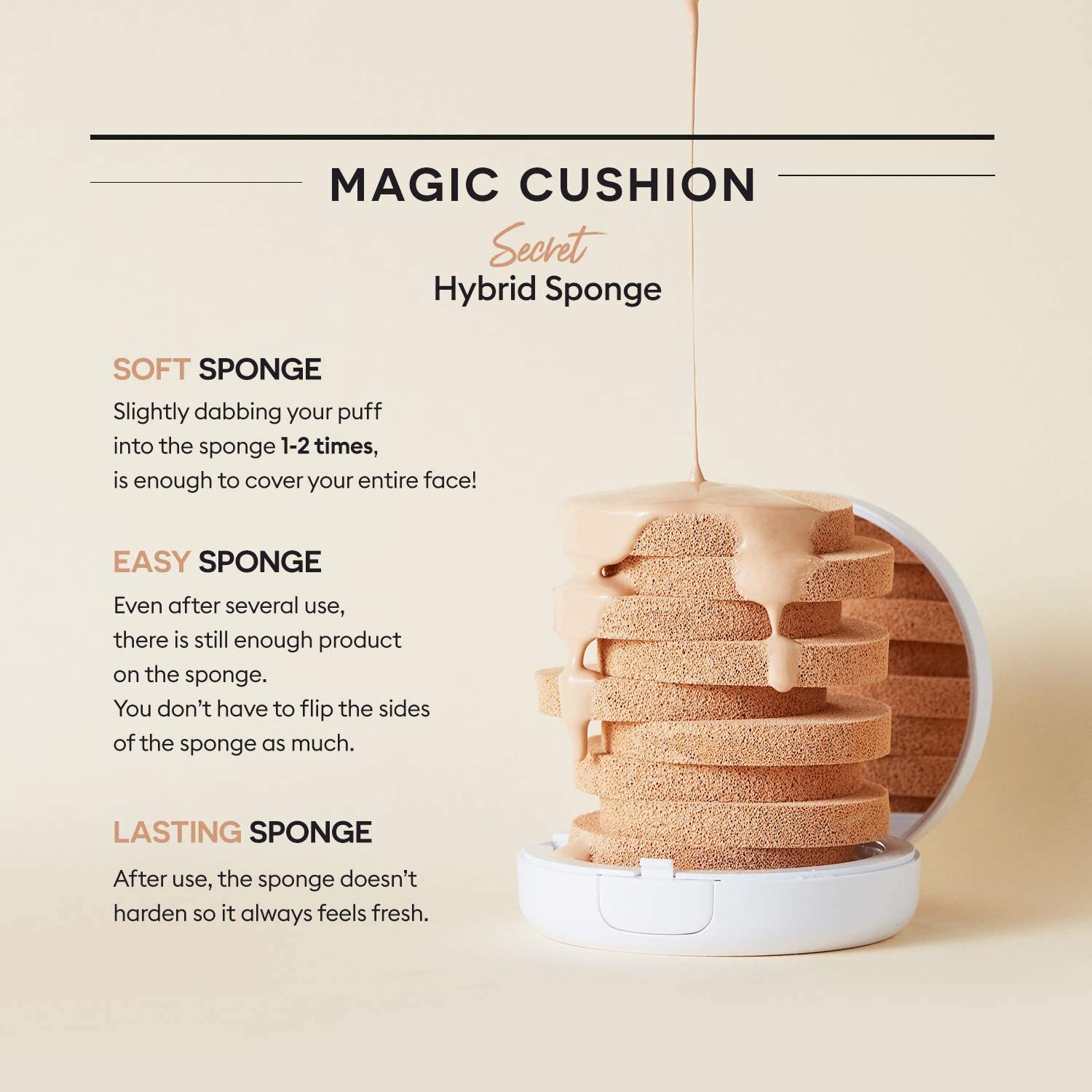 MISSHA Magic Cushion Cover Lasting Foundation SPF50+/PA+++, 21 Light Beige 15 g