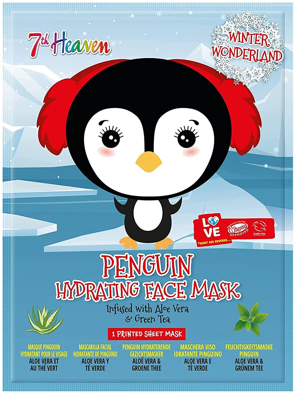 7th Heaven Winter Wonderland Penguin Facial Sheet Mask Infused with Aloe Vera and Green Tea Main image