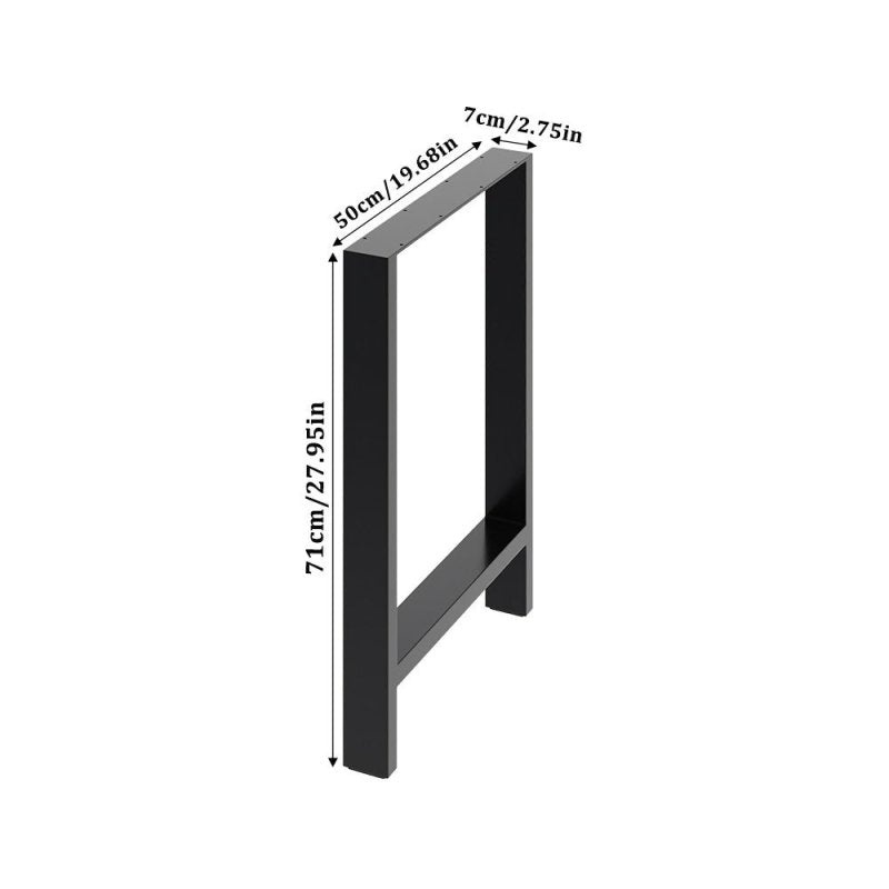 71cm/27.95 inch 2Pcs Black H - shaped Anti - Slip Metal Table Legs Furniture Replacement Legs for DiningTable, Desks and Workbenches - Table Legs - British D'sire