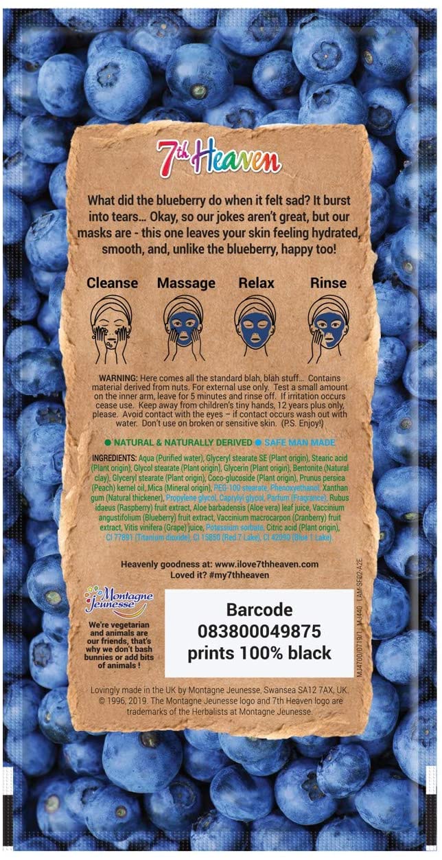 7th Heaven Superfood Blueberry Mud Mask, Soothing and Hydrating Mask with Refreshing Raspberry and Anti-oxidant Blueberry - Ideal for All Skin Types 10g Secondary image
