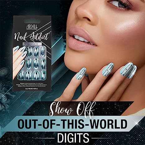 Ardell Nail Addict Metallic False Nails - Metallic Blue (24 Nails) Secondary image