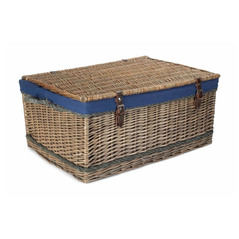 72cm Antique Wash Rope Handled Trunk Picnic Basket - Empty Picnic Baskets - British D'sire