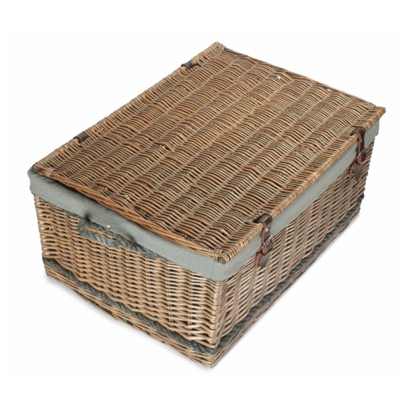 72cm Antique Wash Rope Handled Trunk Picnic Basket - Empty Picnic Baskets - British D'sire