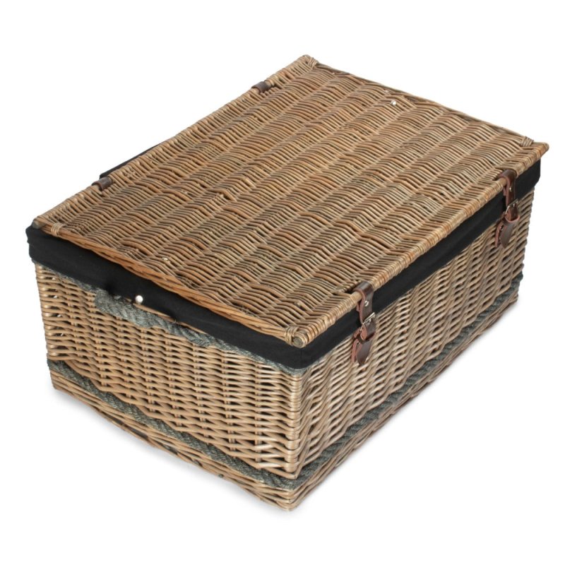 72cm Antique Wash Rope Handled Trunk Picnic Basket - Empty Picnic Baskets - British D'sire