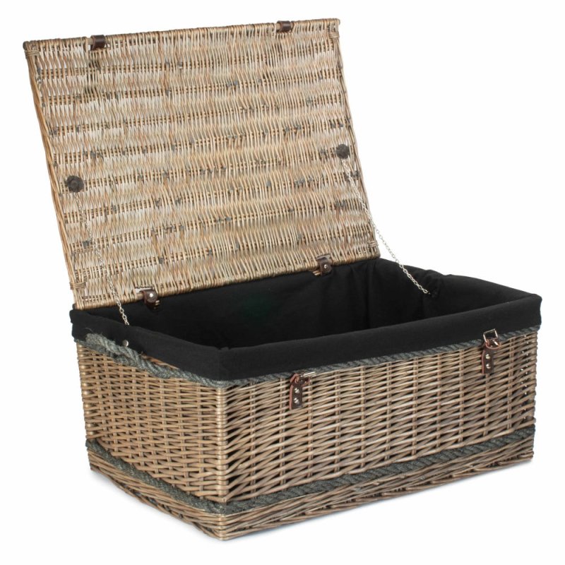 72cm Antique Wash Rope Handled Trunk Picnic Basket - Empty Picnic Baskets - British D'sire