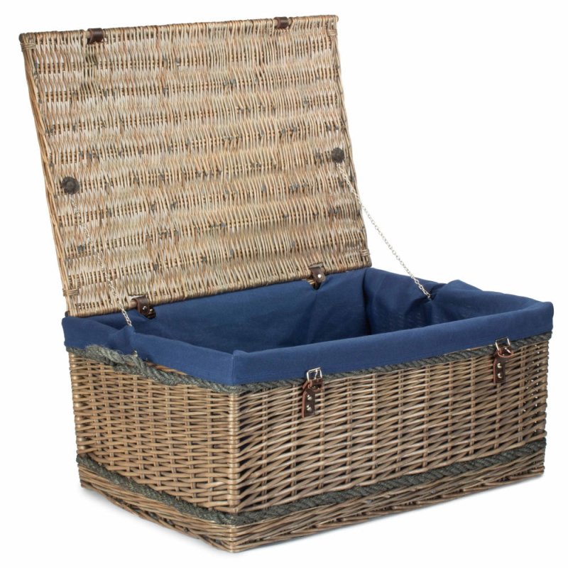 72cm Antique Wash Rope Handled Trunk Picnic Basket - Empty Picnic Baskets - British D'sire