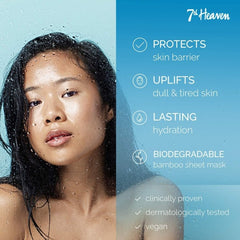 7th Heaven '24 Hour Hydration' Anti - Pollution Biodegradable Bamboo Sheet Mask - Sheet Mask - British D'sire