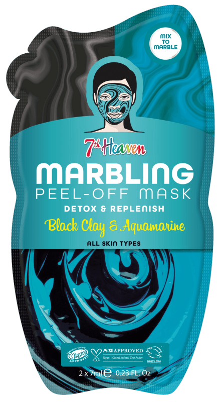 7th Heaven Black Clay and Aquamarine Marble Metallic Peel Off Masque - Skin Care Masks & Peels - British D'sire