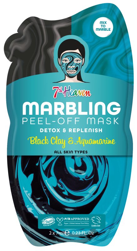 7th Heaven Black Clay and Aquamarine Marble Metallic Peel Off Masque - Skin Care Masks & Peels - British D'sire