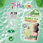 7th Heaven Bubble Tea Oxygen Mask Infused with Green Tea and Centella Asiatica to Hydrate, Soothe and Help Target Blemishes - Face Masks - British D'sire