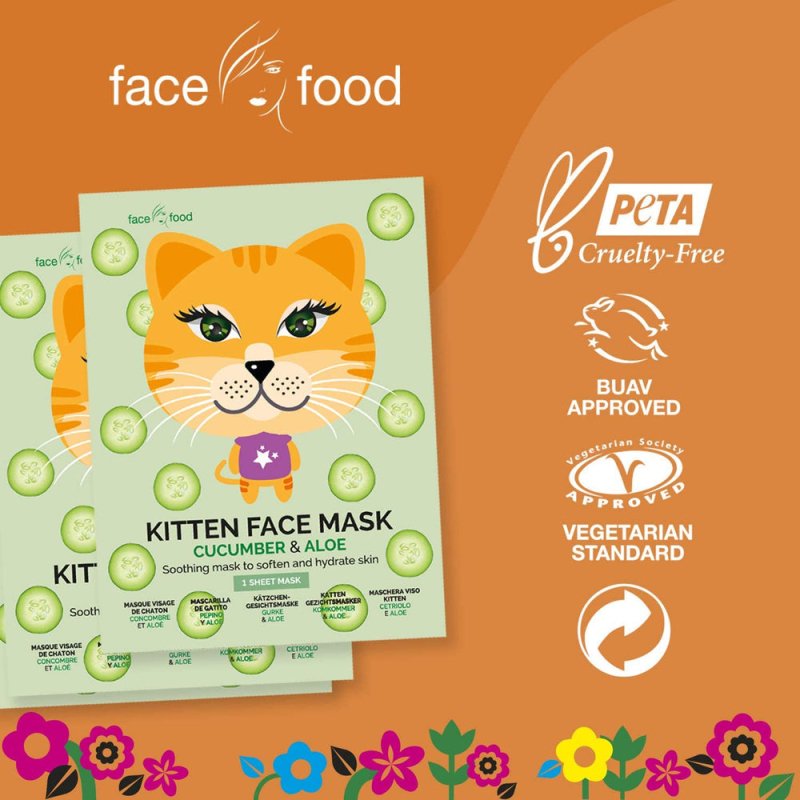7th Heaven Face Food Kitten Sheet Face Mask Cucumber And Aloe Soothing Mask To Soften And Hydrate Skin - Sheet Mask - British D'sire