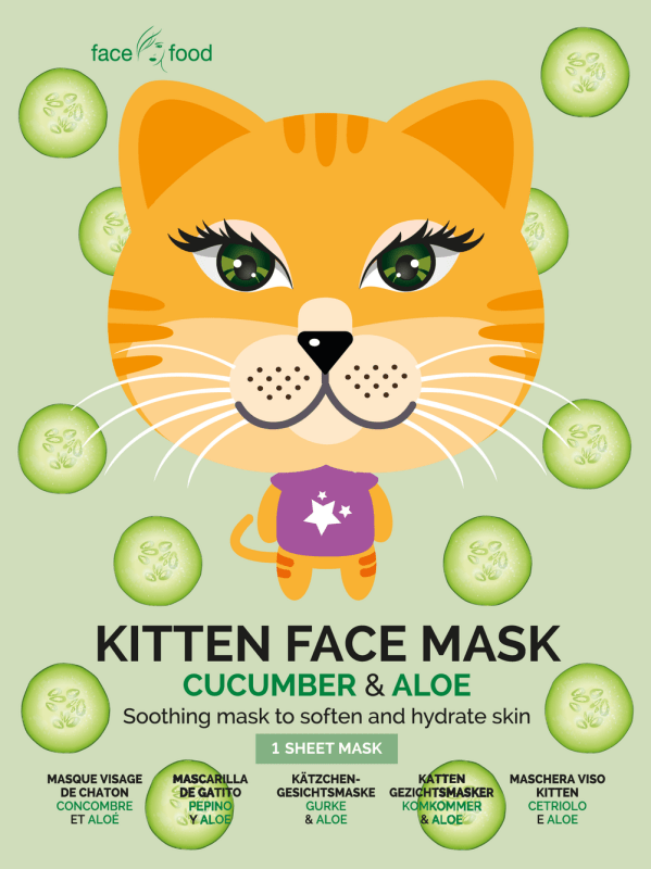 7th Heaven Face Food Kitten Sheet Face Mask Cucumber And Aloe Soothing Mask To Soften And Hydrate Skin - Sheet Mask - British D'sire Main image