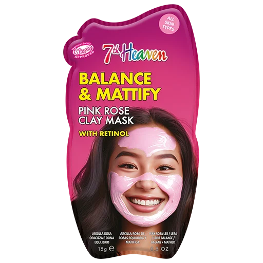 7th Heaven Pink Rose Clay Mask with Retinol - Balances & Mattifies Skin - Face Masks - British D'sire