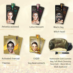 7th Heaven Renew You Pure Indulgence Gift Set - Includes a Variety of Renew You Masks with Gold Cosmetics Bag, Soft Black Cleansing Face Cloth - Gift Set - British D'sire