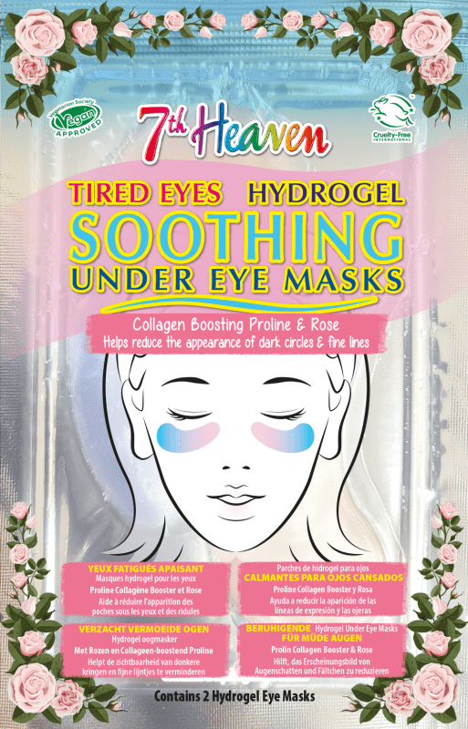 7th Heaven Soothing Hydrogel Under Eye Patches for Tired Eyes with Collagen Boosting Proline and Rose | Reduces the Appearance of Dark Circles and Fine Lines - eye mask - British D'sire Main image