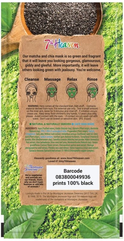 7th Heaven Superfood Clay Mask with Anti-oxidant Matcha and Moisturising Chia to Cleanse and Purify Skin - Ideal for All Skin Types Secondary image