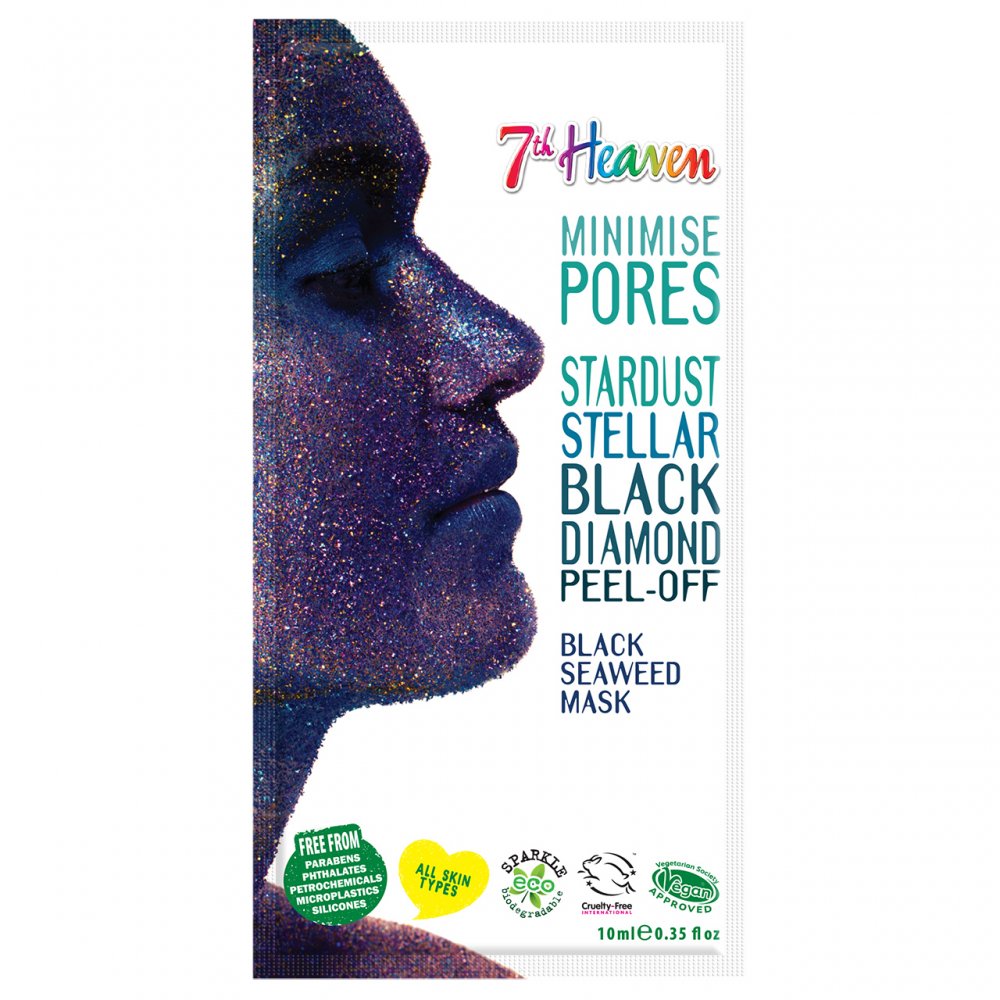 7th Heaven StarDust Stellar Black Diamond Peel-Off Black Seaweed Mask, 10ml Main image