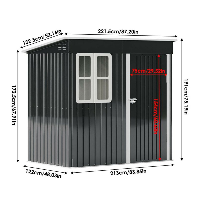 7X4FT Outdoor Metal Garden Storage Shed - Storage Shed - British D'sire