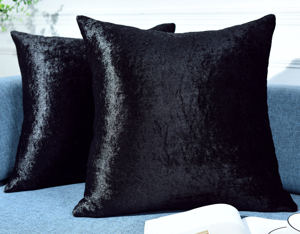 Twin Pack Crushed Velvet Fashion Plain Cushion Covers 8 Colours Pack of 2 Covers