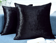 Twin Pack Crushed Velvet Fashion Plain Cushion Covers 8 Colours Pack of 2 Covers