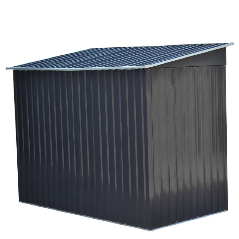 8 x 4 ft Metal Garden Shed Tool Storage with Base Frame, Charcoal Black - Garden Shed - British D'sire
