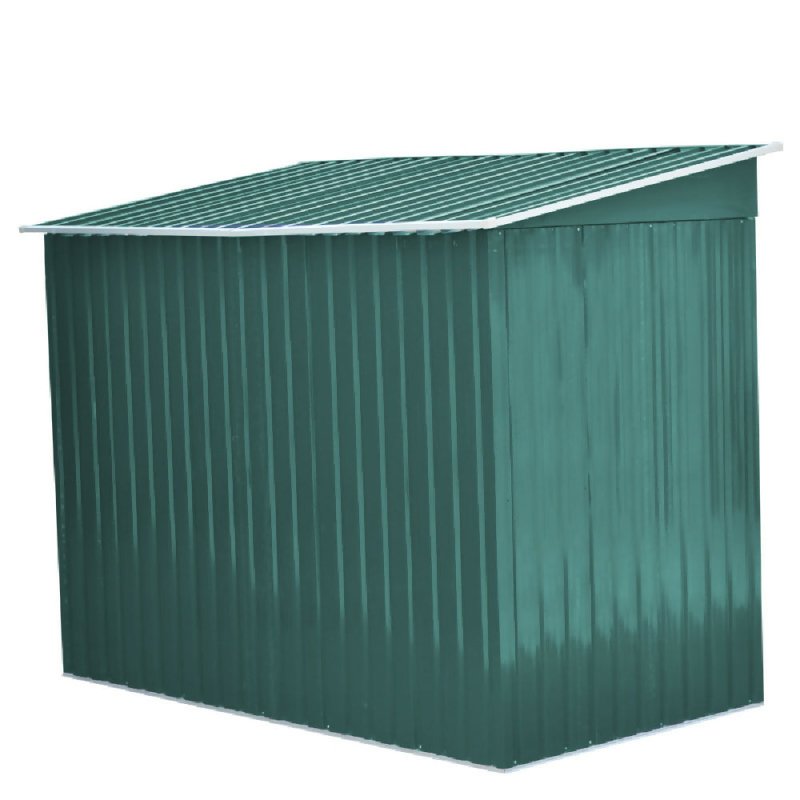 8 x 4 ft Pent Metal Garden Shed Outdoor Tool Storage House with Lockable Door and Base Frame, Dark Green - Garden Shed - British D'sire