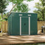 8 x 4 ft Pent Metal Garden Shed Outdoor Tool Storage House with Lockable Door and Base Frame, Dark Green - Garden Shed - British D'sire