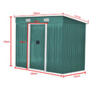 8 x 4 ft Pent Metal Garden Shed Outdoor Tool Storage House with Lockable Door and Base Frame, Dark Green - Garden Shed - British D'sire