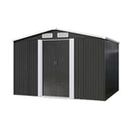 8 X 6 ft Charcoal Black Apex Metal Shed Garden Storage Shed with Base - Garden Shed - British D'sire