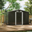8 X 6 ft Charcoal Black Apex Metal Shed Garden Storage Shed with Base - Garden Shed - British D'sire