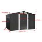 8 X 6 ft Charcoal Black Apex Metal Shed Garden Storage Shed with Base - Garden Shed - British D'sire