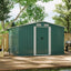 8 x 6 ft Metal Shed Garden Storage Shed Apex Roof Double Door with Base, Dark Green - British D'sire