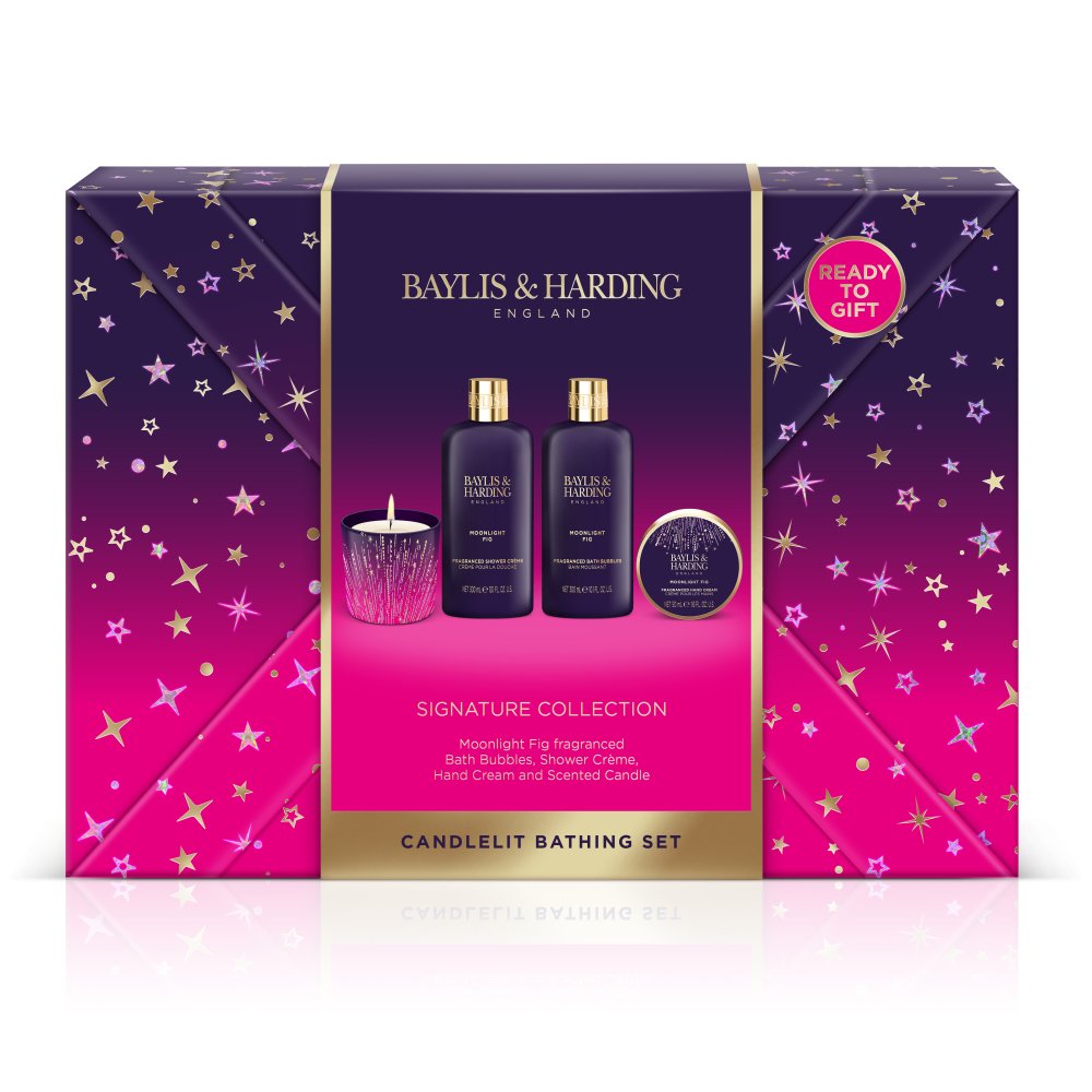 BAYLIS & HARDING MOONLIGHT FIG CANDLELIT BATHING SET Main image