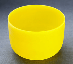 Yellow Frosted Crystal Singing Bowl 8 Inch E Note 432Hz