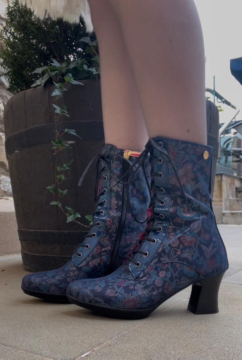 Fergie - Blue Floral victorian lace up - Chanii B