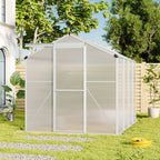 8ft × 6ft Greenhouse Polycarbonate Aluminium Greenhouse with Window and Sliding Door - Greenhouse - British D'sire