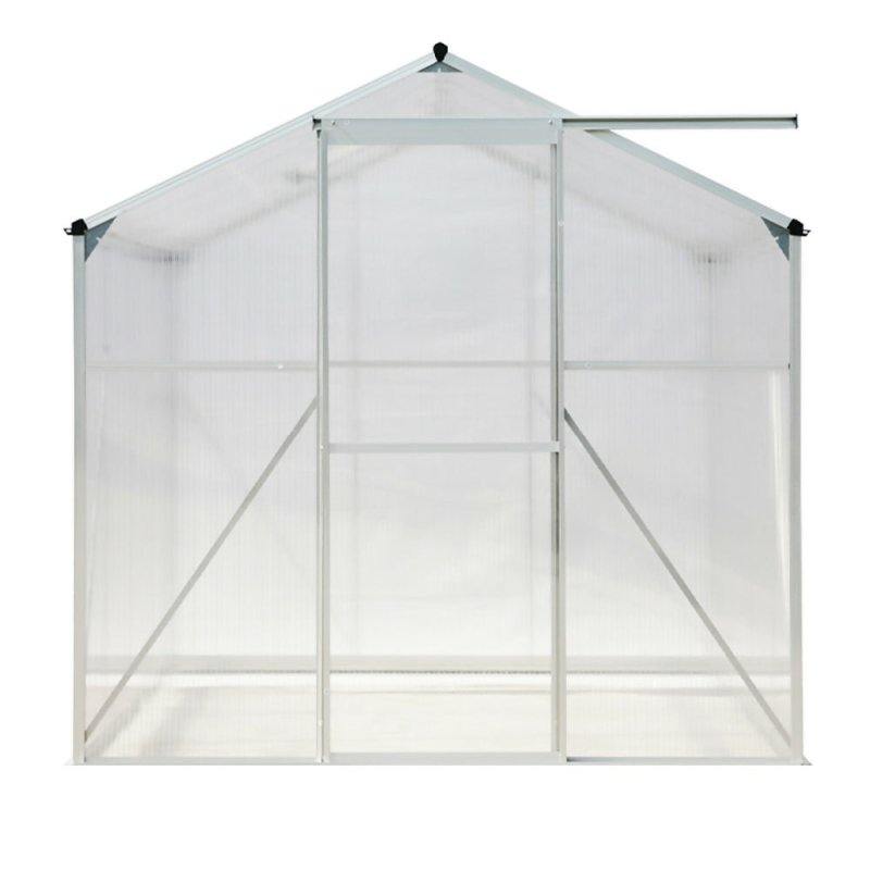 8ft × 6ft Greenhouse Polycarbonate Aluminium Greenhouse with Window and Sliding Door - Greenhouse - British D'sire