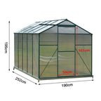 8ft × 6ft Greenhouse Polycarbonate Aluminium Greenhouse with Window, Sliding Door, and Foundation - Greenhouse - British D'sire